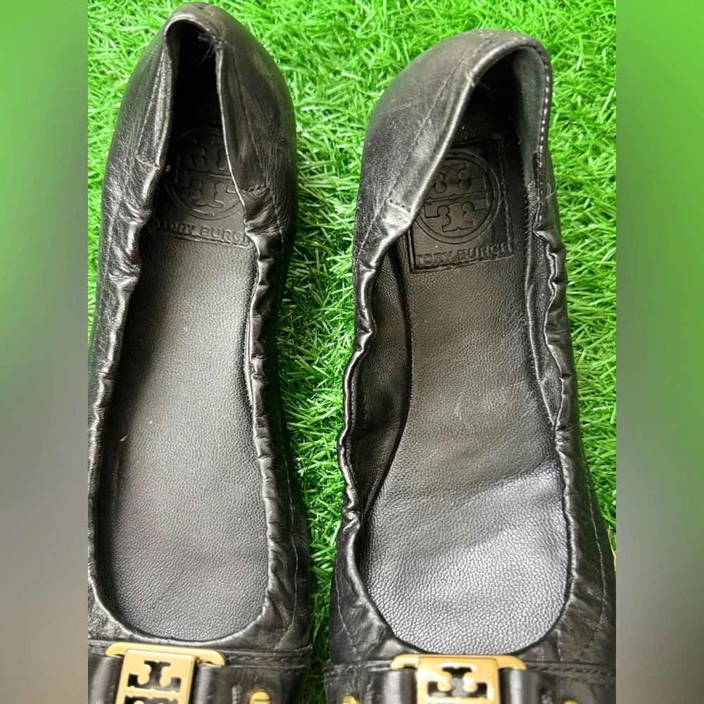 Tory‎ Burch Black Leather Ballet Flats Size 7